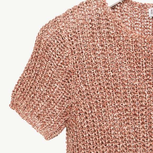 Brunello Cucinelli Salmon Chunky Cotton-Knit Short-Sleeve Sweater - Picture 4 of 9